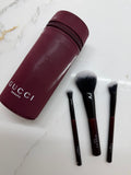 Gucci Beauty 3-Piece Makeup Brush Set with Burgundy Case