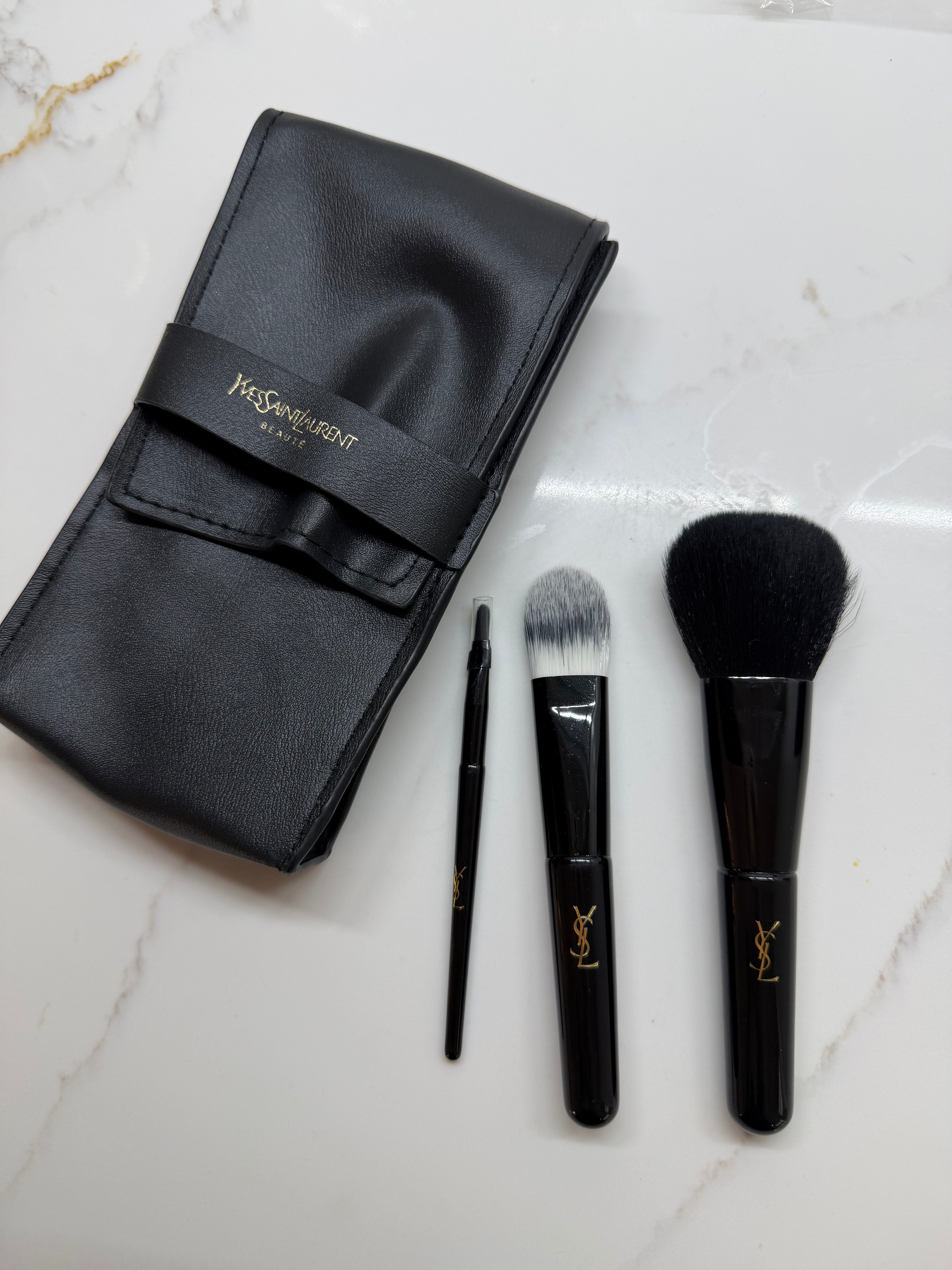 YSL 3-Piece Mini Makeup Brush Set with Case