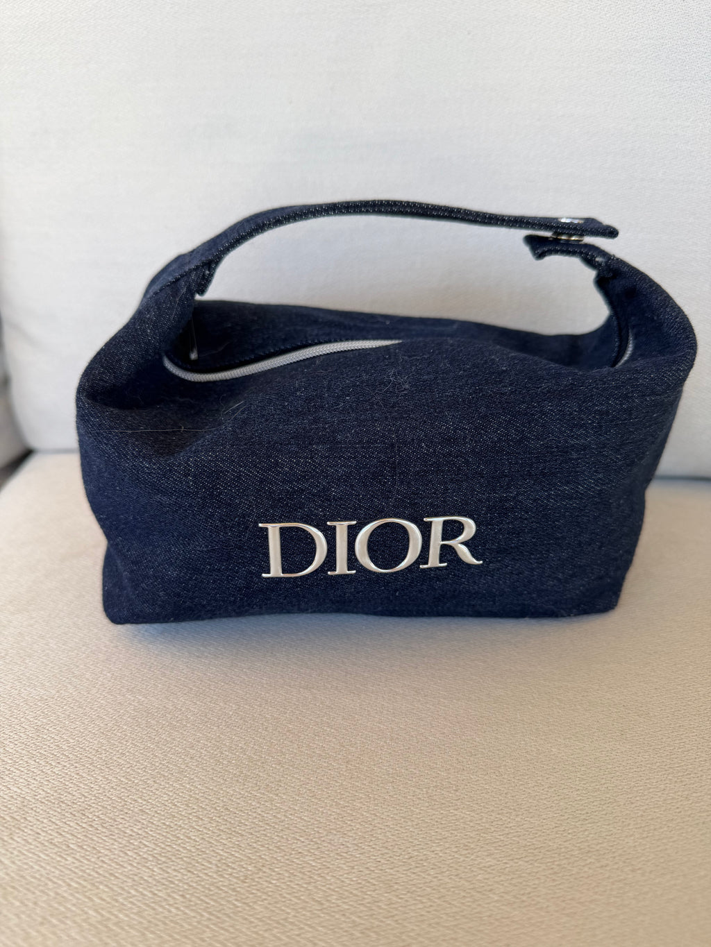 CD Navy Denim Top Handle Cosmetic
