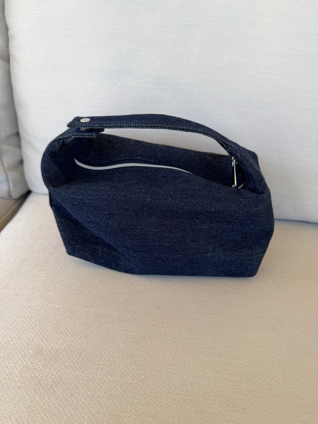 CD Navy Denim Top Handle Cosmetic
