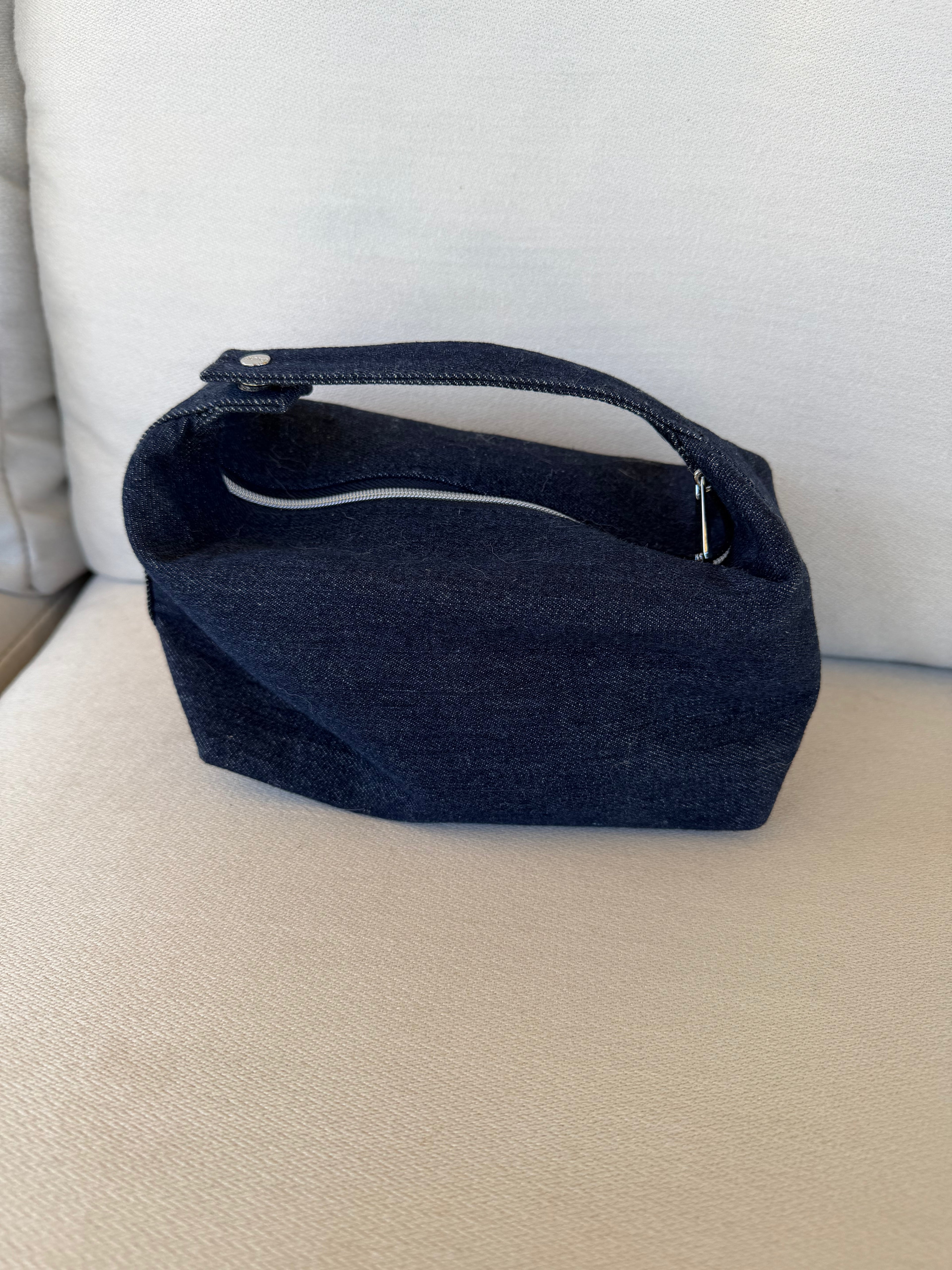 CD Navy Denim Top Handle Cosmetic