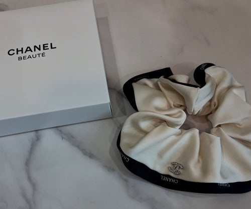 CC Crystal Emblem Scrunchie — Cream