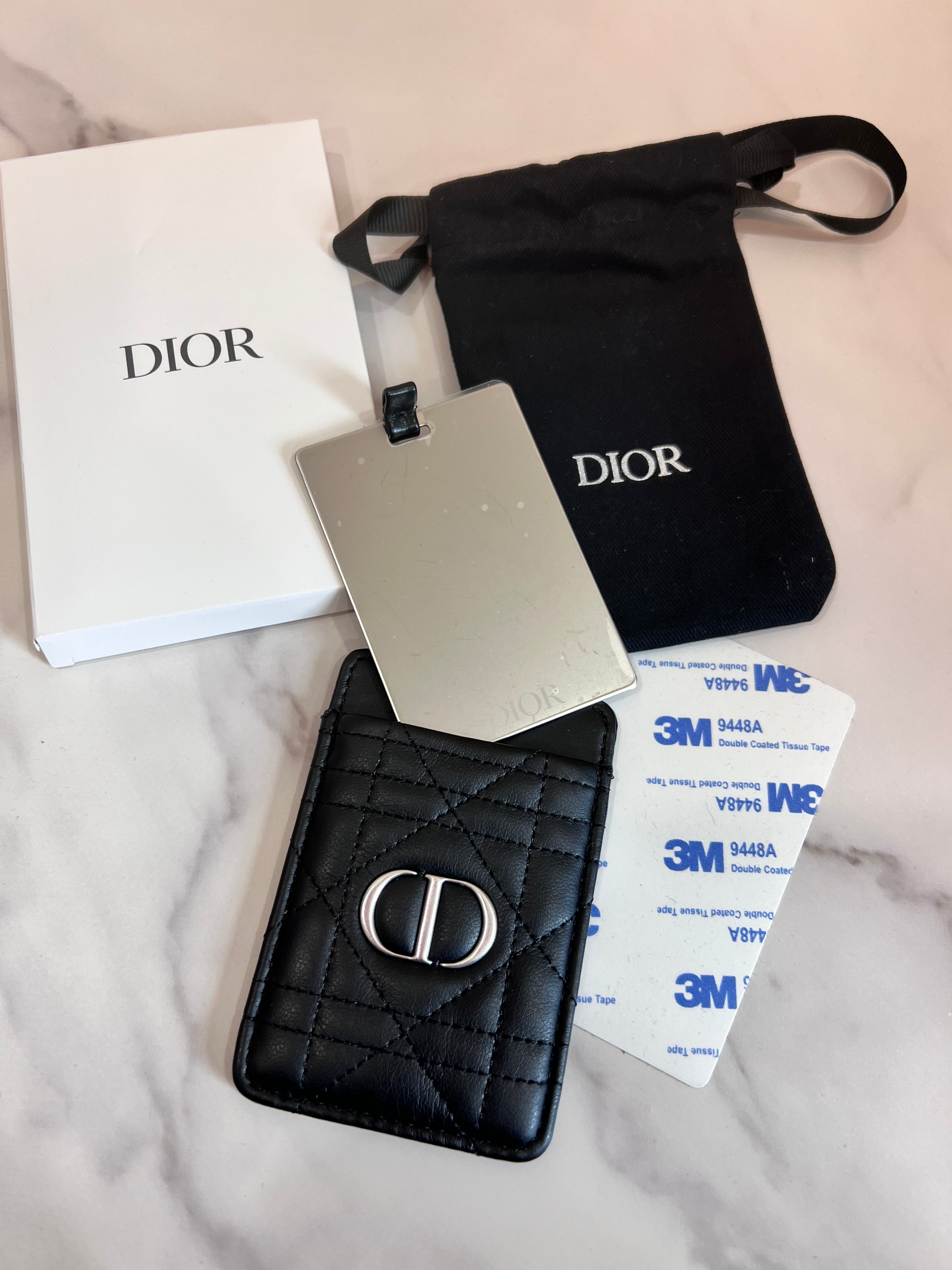 CD Quilted Phone Mirror & Holder Set — Black