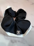 CC Crystal Emblem Scrunchie — Black & White