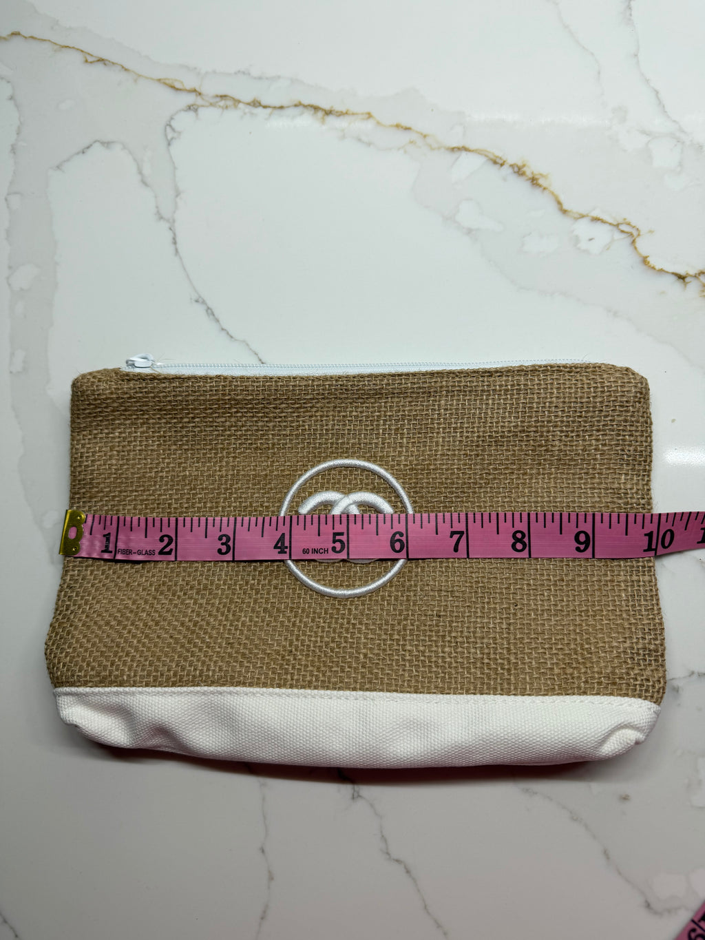 White Raffia Pouch
