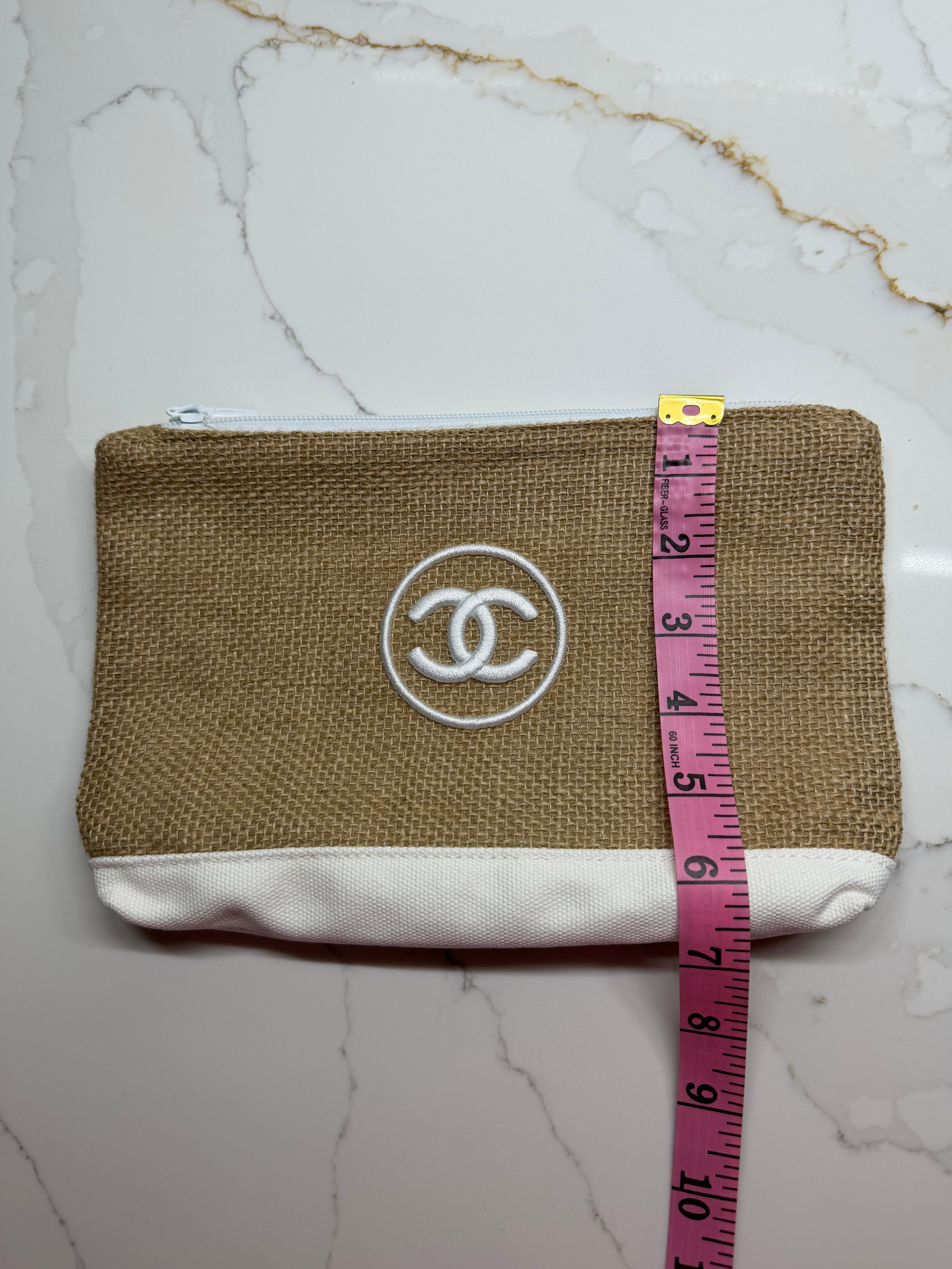 White Raffia Pouch
