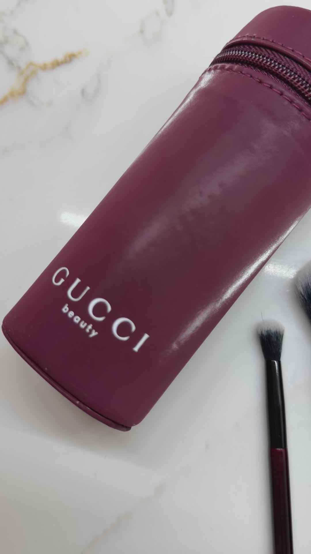 Gucci Beauty 3-Piece Makeup Brush Set with Burgundy Case
